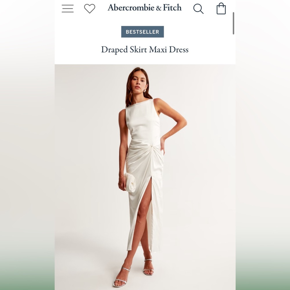 White draped skirt maxi dress Abercrombie